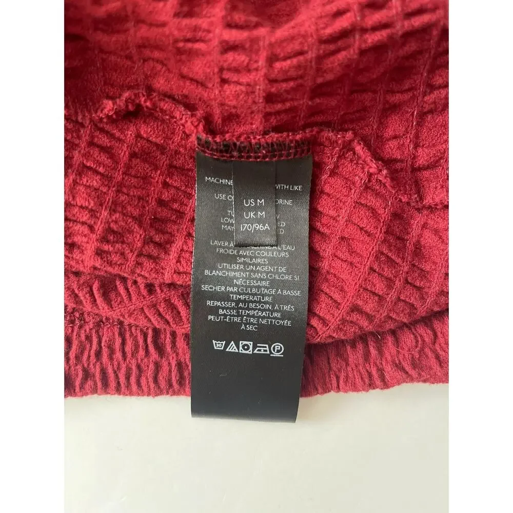 Anthropologie Shirt Womens M Maroon Red Smocked Bell Sleeve Scoop Neck Knit Top